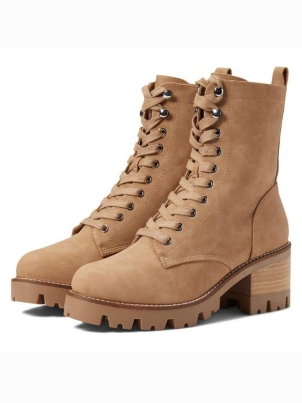 DOLCE VITA Madey Tan Lace Up Combat Moto Boots Boho Festival Fall Size 10